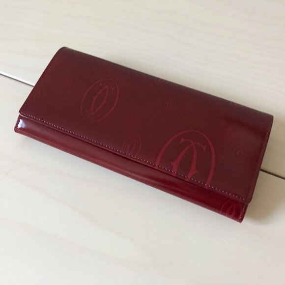 Cartier Dark Red Patent Leather Happy Birthday Continental Wallet - Picture 2 of 7
